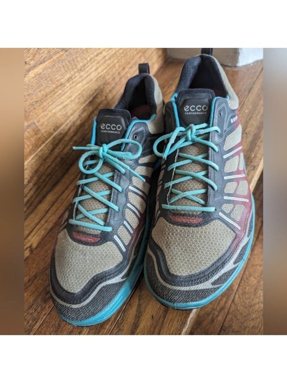Ecco Men's Biom Trail Running Shoe men's Gray Teal & OfRed size 46 - Picture 5 of 15
